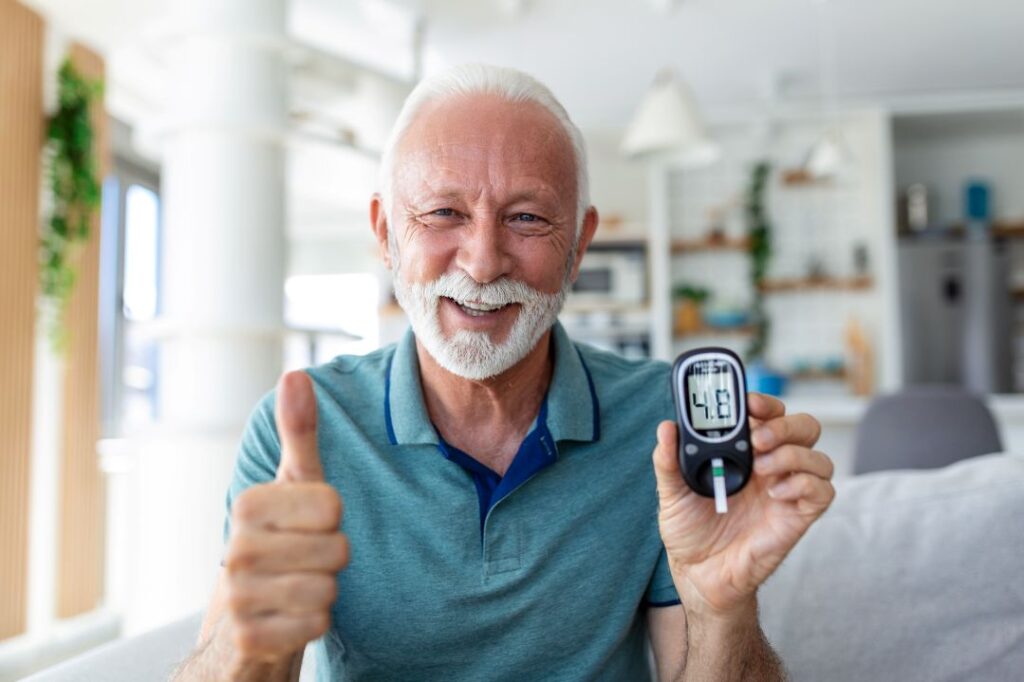 A man testing his blood sugar
